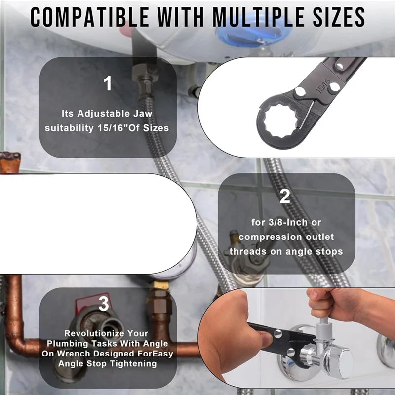 AD23-Angle Stop Wrench Kit Angle Stop Removal Tool For Installing New Compression Angle Stop C 1 PCS