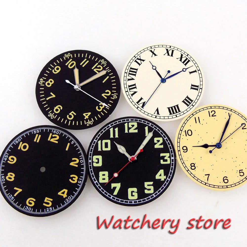 33.5mm Watch Dial Face Hand Luminous Pilot Style Fit NH35 NH36 MIYOTA 8215 821A DG 2813 ETA 2836 2824 Automatic Movement