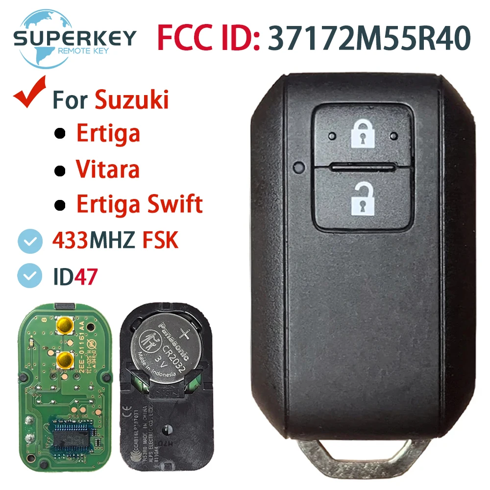 Original For Suzuki Ertiga Vitara Ertiga Swift 2018 2019 2020 Smart Remote Car Key Fob 433MHZ 47 Chip 2 Buttons 37172M55R40