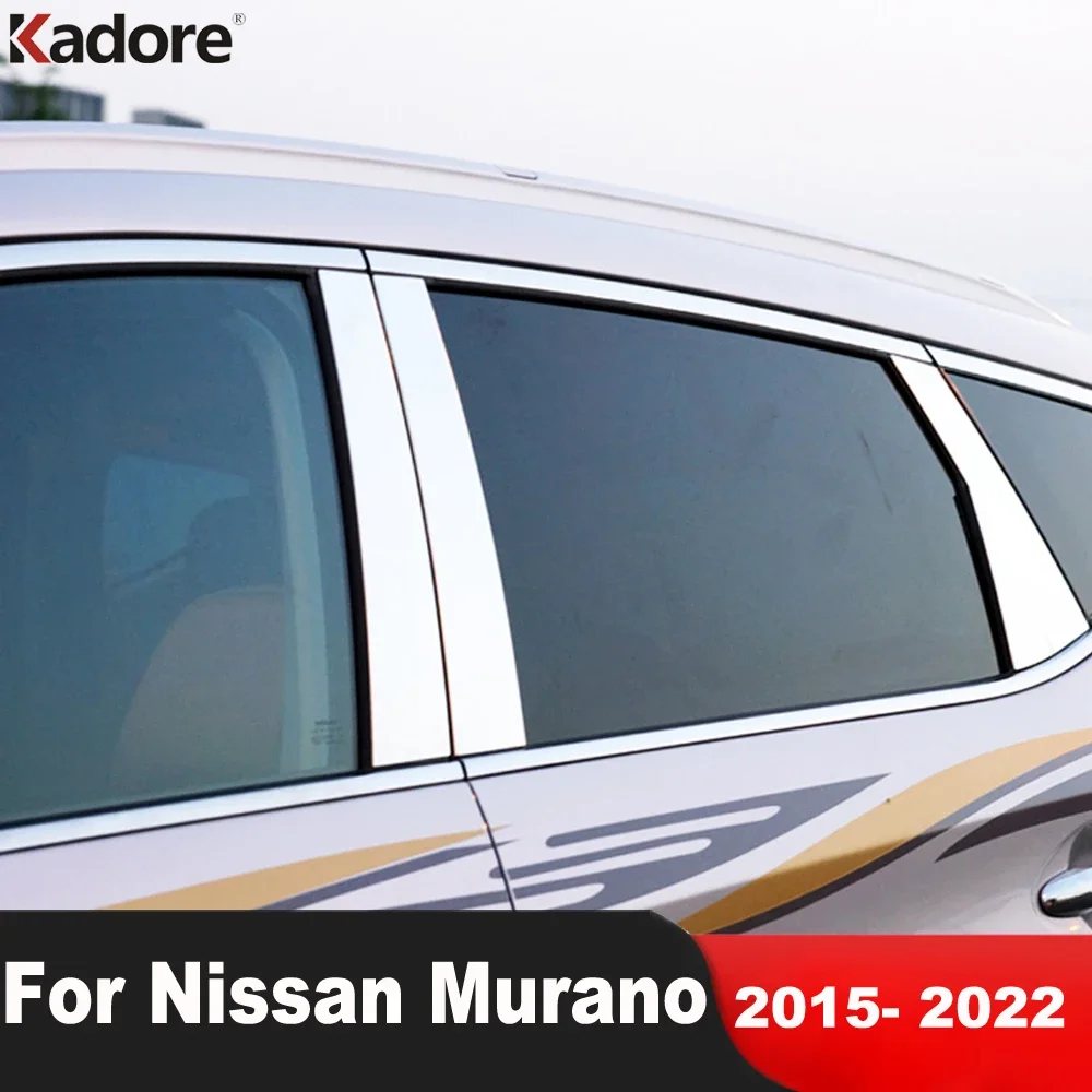 For Nissan Murano 2015-2017 2018 2019 2020 2021 2022 Stainless Steel Car Window Center Pillar Cover Trim Post Strip Accessories