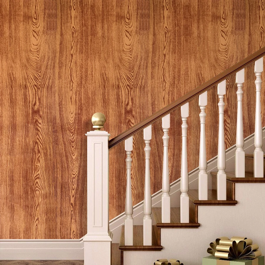 

Red-brown wood Self Adhesive Wood Grain Wallpaper PVC Waterproof Contact Paper for Furniture Renovation Kitchen Cabinet Sticker