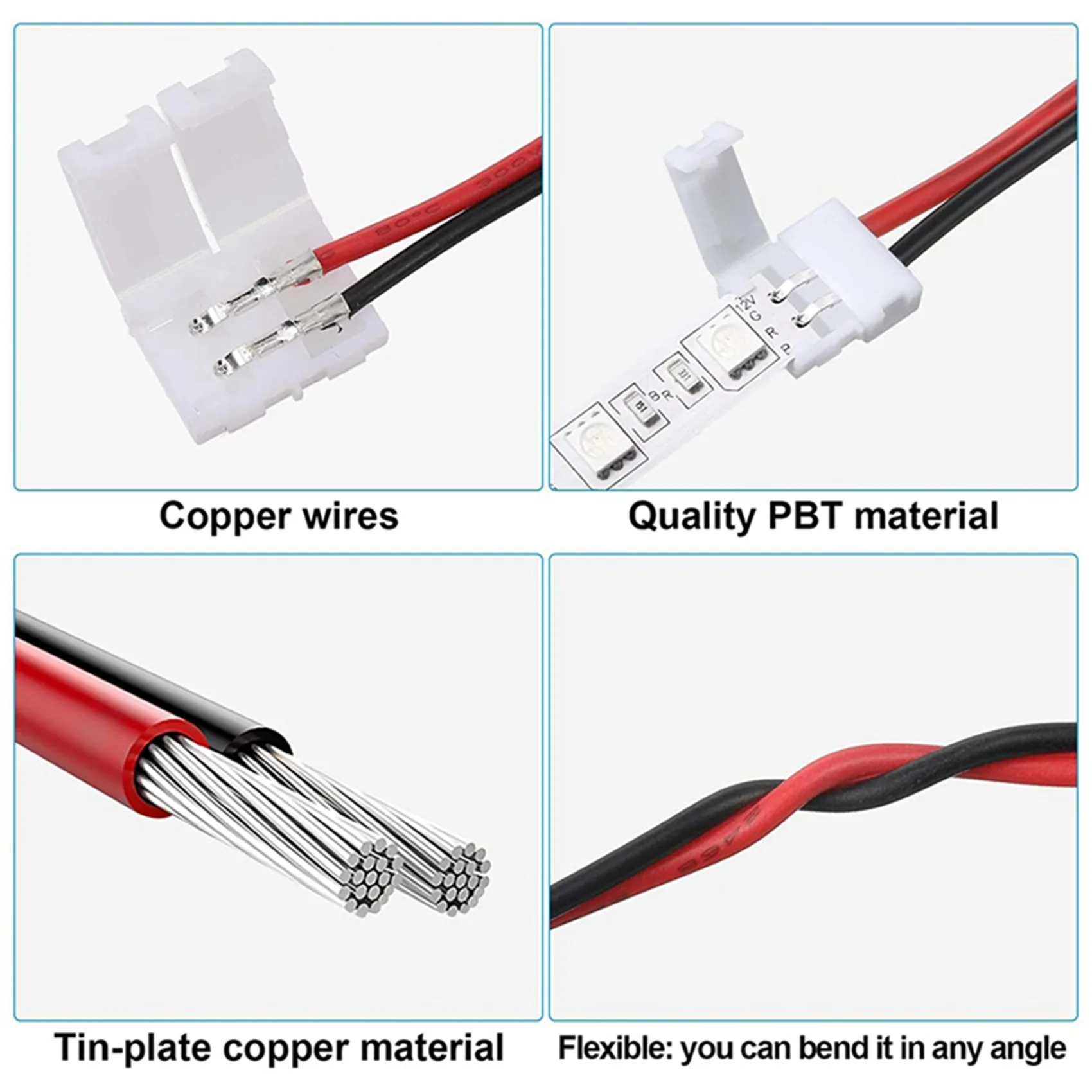 ETRT 48 قطعة 8 مللي متر 2 دبوس LED قطاع ضوء موصل ل 8 مللي متر واسعة مرنة مصلحة الارصاد الجوية 3528 2835 لون واحد LED قطاع أضواء لحام #3