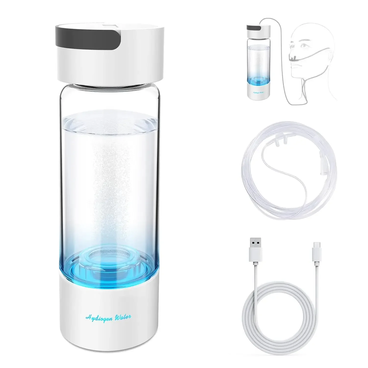 Portable Hydrogen Water Bottle Generator, Hydrogen Water Bottle, Hydrogen Content up to 4000 PPB, Water Ionizer Machine Suitable