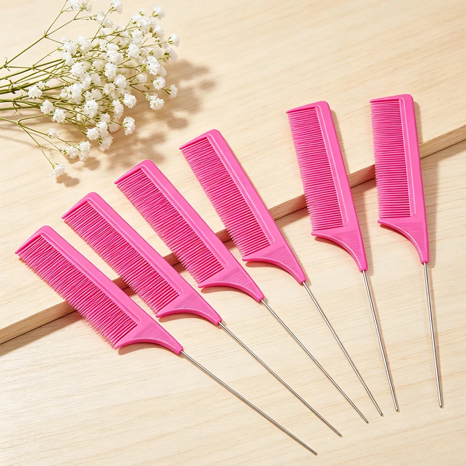 Professional Hair Tail Combs Stainless Steel Salon Cut Styling Comb Spiked Hair Care Styling Tools Barber Accessories Fine Teeth