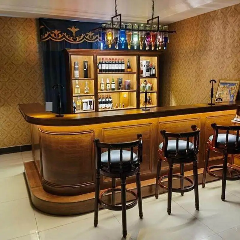 Checkout Page European Solid Wood Retro Bar Coffee Restaurant Corner Curved Water Bar