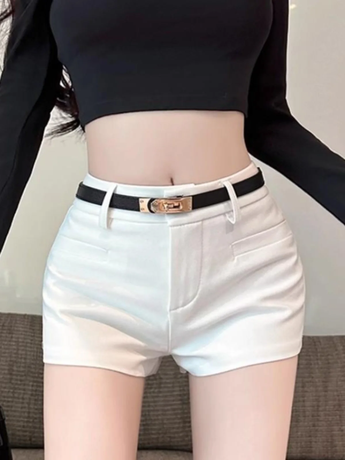 

Американские ретро-шорты для девушек: прямые, с высокой талией, облегающие, эластичные, А-силуэт, с запахом, для осени и зимы. Новинка!