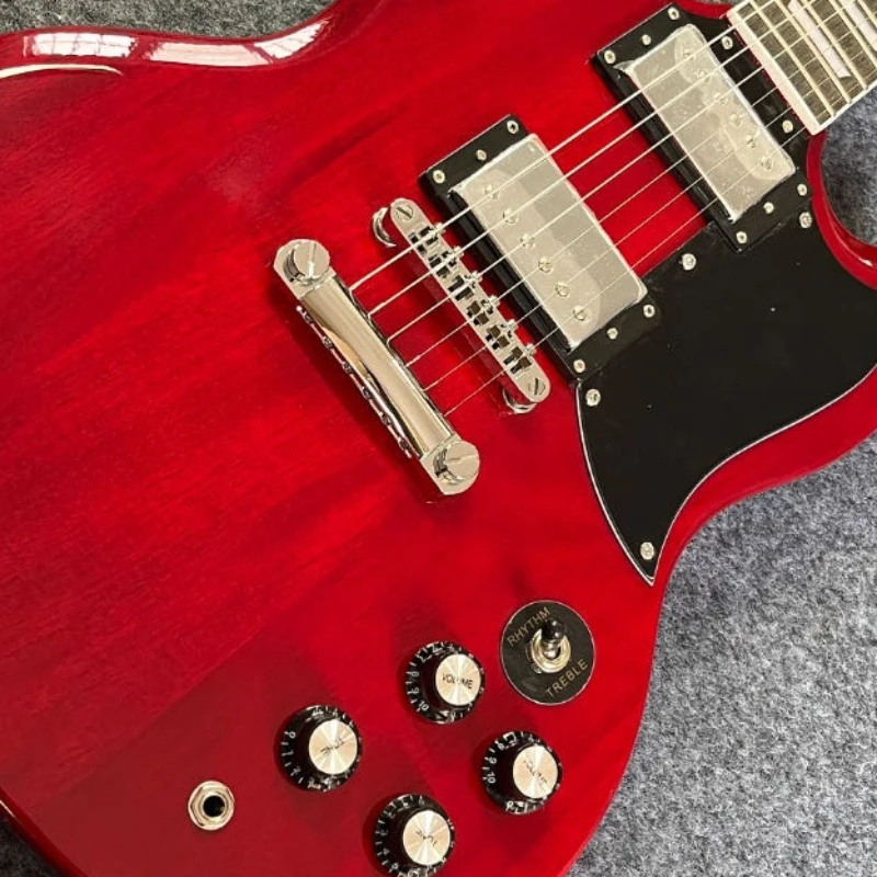 

Red SGS Mahogany Body Maple Fingerboard Electric Guitar Free Shipping New Year Gift Fixed Bridge