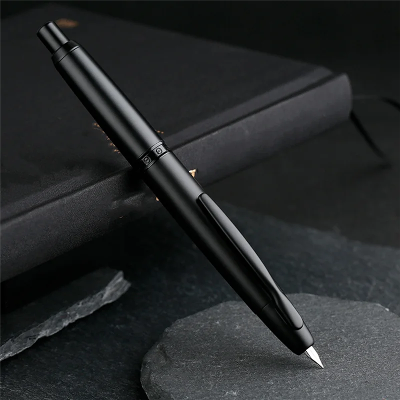 A34M-Press intrekbare vulpen, extra fijne punt, metalen matte inktpen, oefenschrijfvulpen