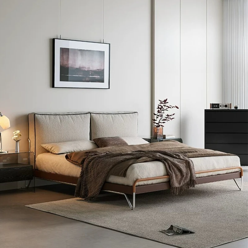 Bauhaus style fabric bed Mollale 1.8 meters simple cotton and linen double soft bag bed high-end atmospheric master bedroom bed