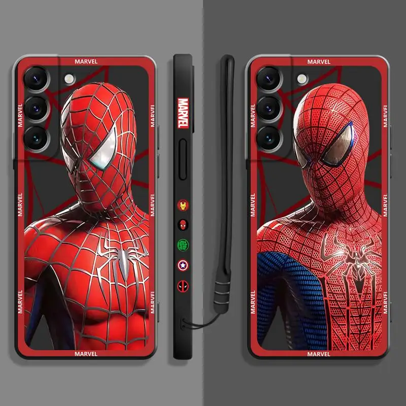 Liquid Case For Samsung Galaxy S22 S21 S20 FE Ultra S10 S9 S8 Plus S10e Note 20 10Lite Marvel Amazing SpiderMan Maguire Garfield