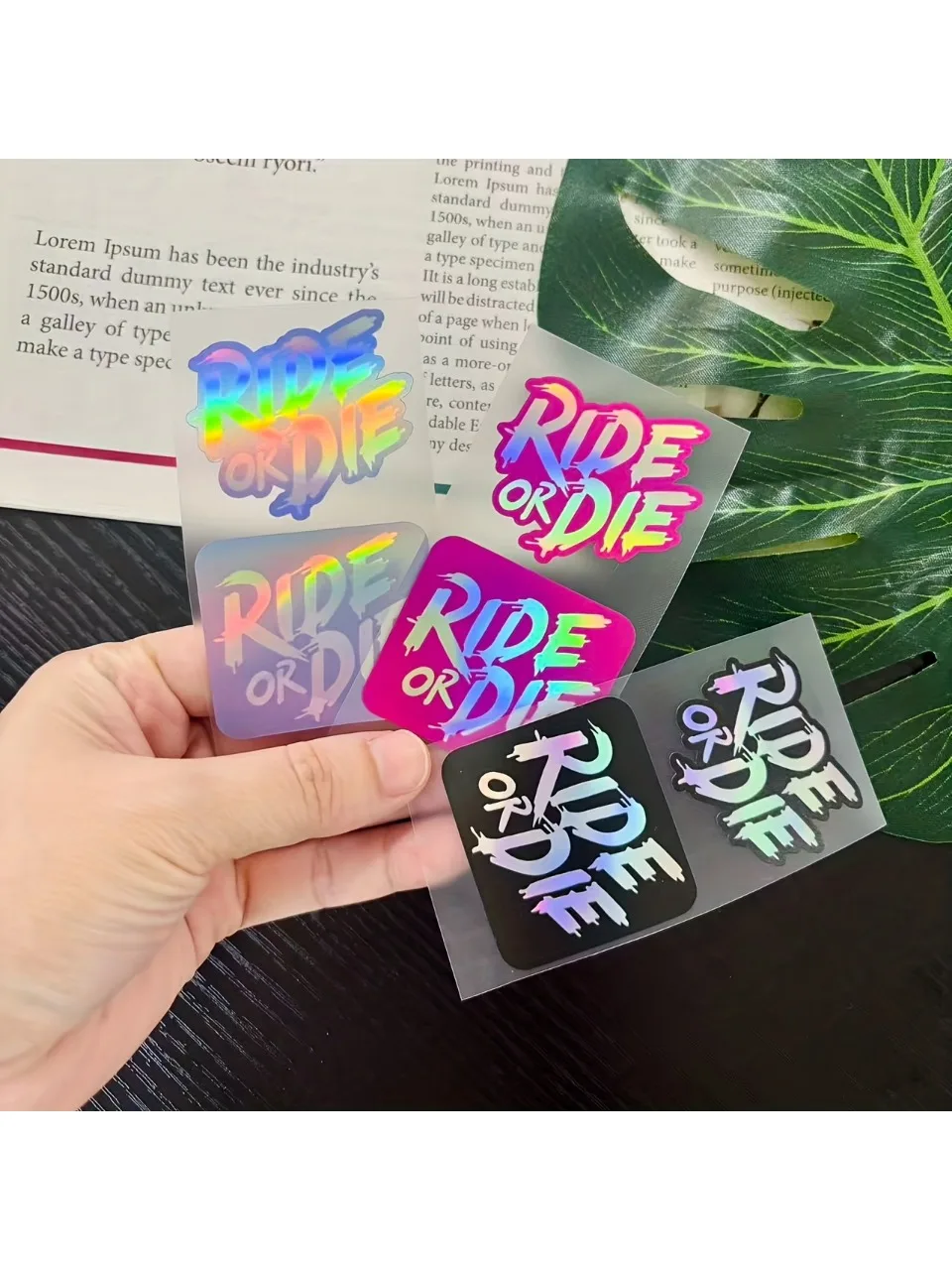 AliExpress NONE 2Pcs Creative Laser Reflective Ride Or Die Motorcycle Stickers Waterproof Sunscreen Decals for Bike Bicycle Road Bike Scratch