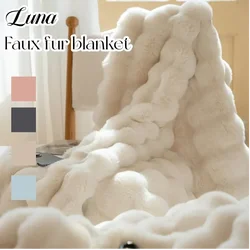 High Quality Faux Fur Blankets for Bed Winter Fluffy Bubble Plush Throw Blanket Living Room Sofa Cover Pillowcase Christmas Gift