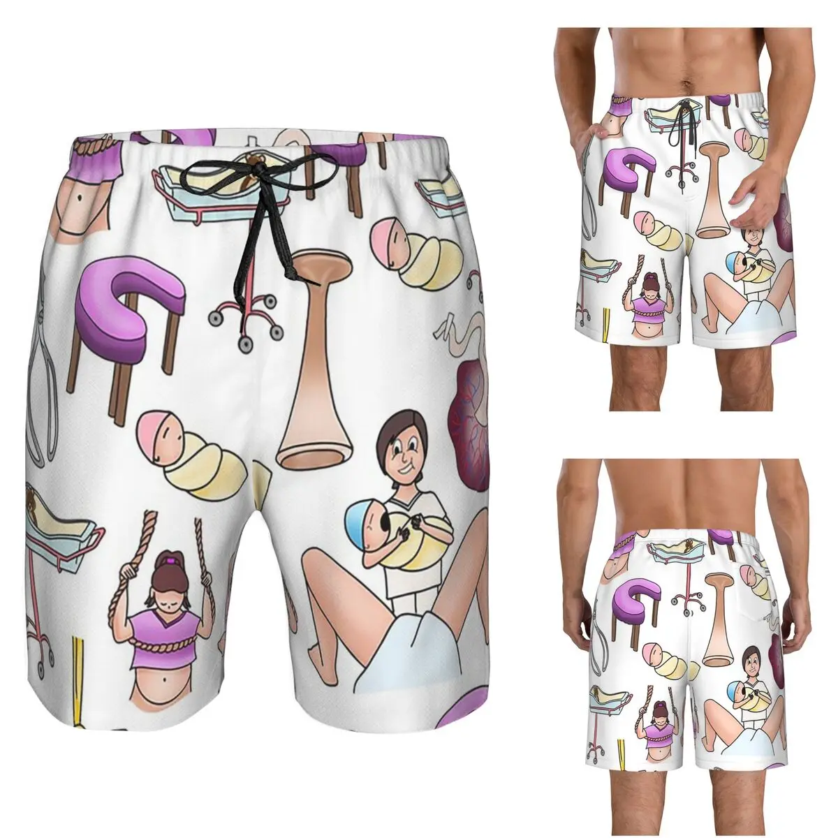 Obstetrics Trunks Beach Board Shorts Casual Quick Dry Swimming Summer Men Pants