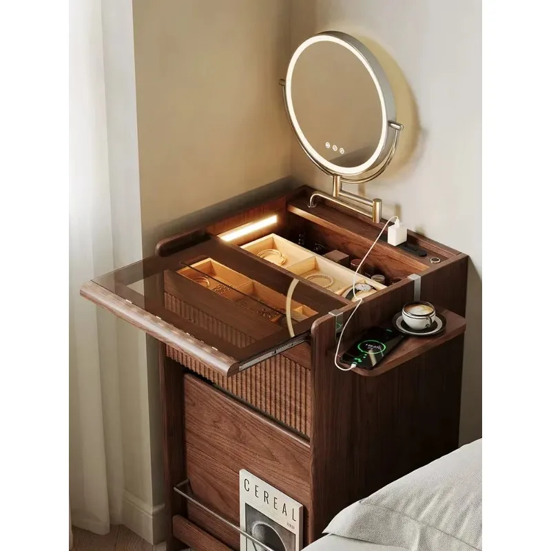 e1- solid wood dressing table walnut bedroom bedside makeup table