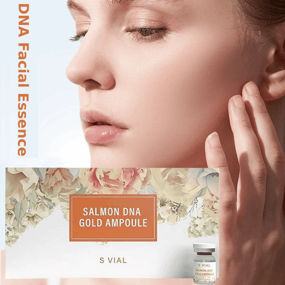 Kit de Sérum Facial com DNA de Salmão e Ampola de Ouro para Iluminação, Clareamento, Hidratação e Rejuvenescimento da Pele
