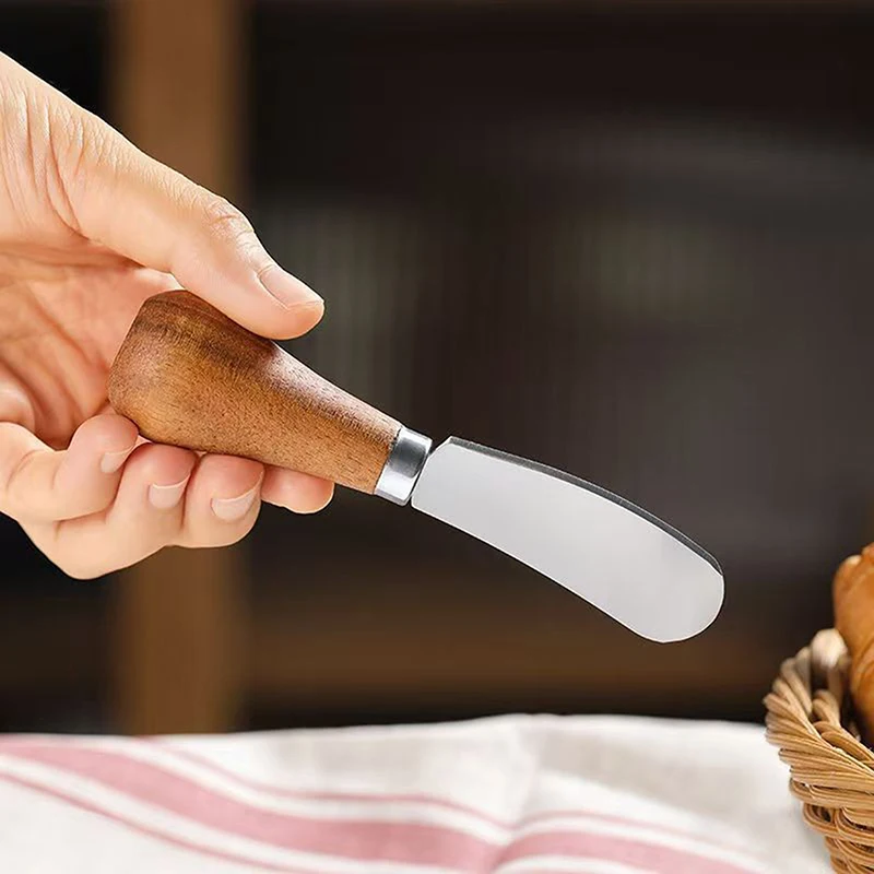 Stainless Steel Cheese Knives Cheese Fork Set Wooden Handle 