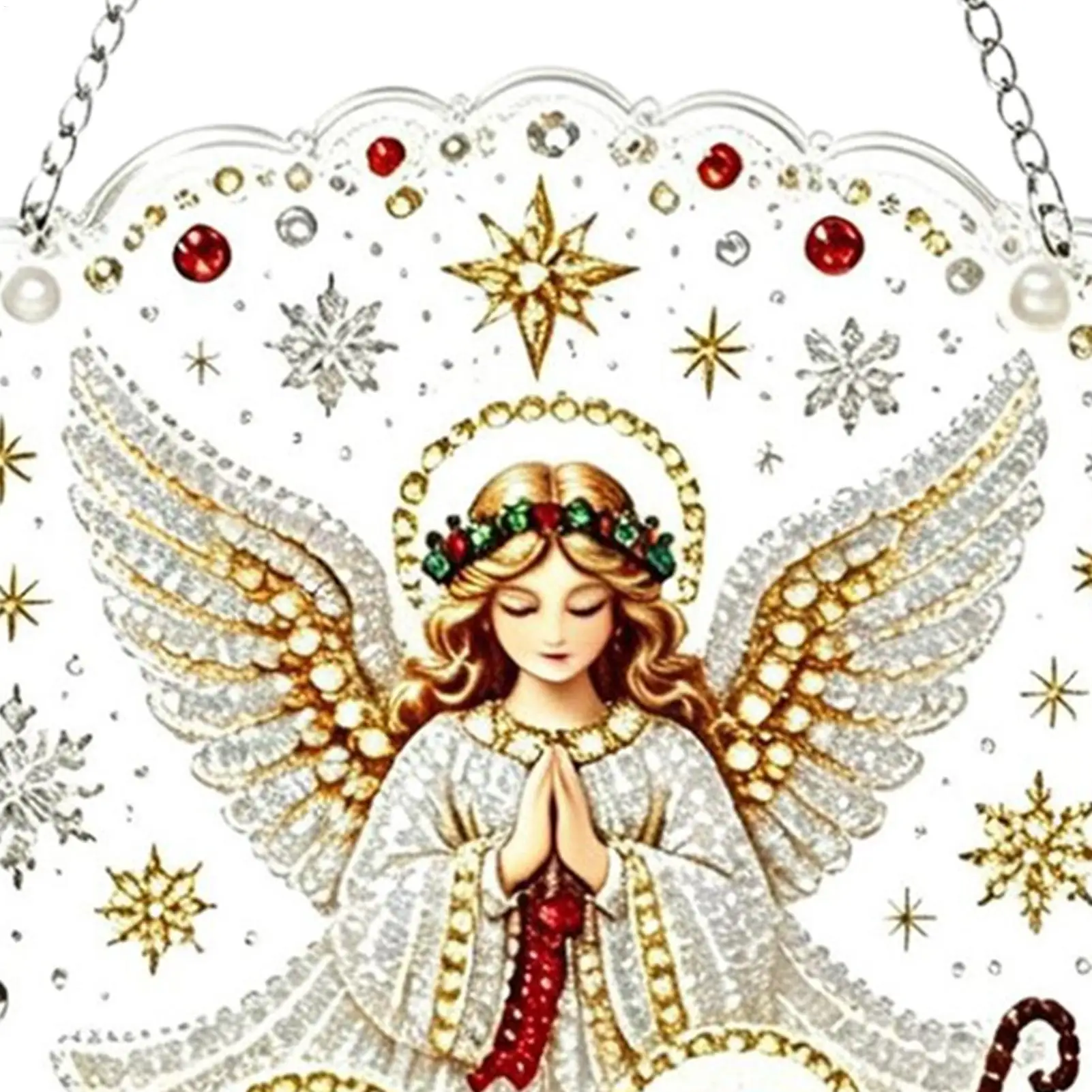 Pearl Art Christmas Ornaments Rhinestones Nativity Scene Decor Christmas Pearl Painting For Trees Window Holiday Crafts