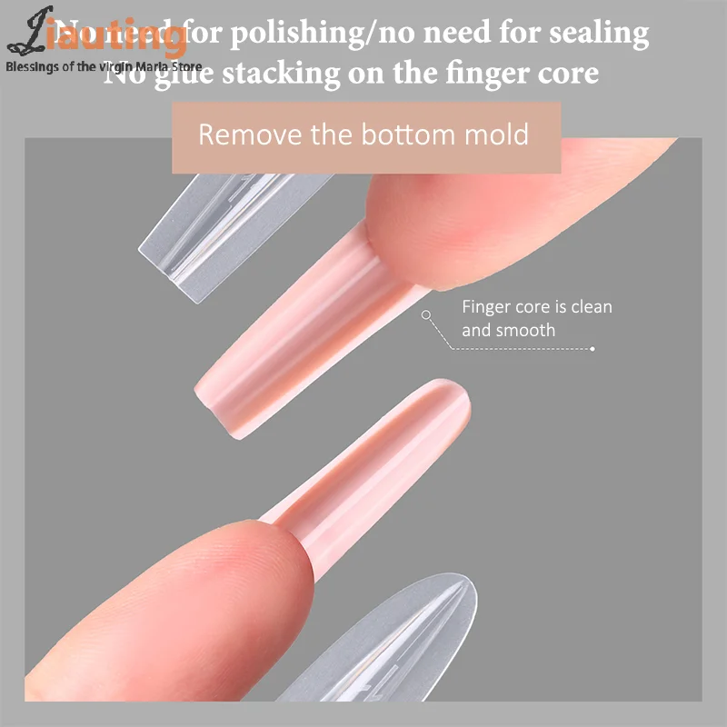 ساندويتش أشكال أظافر مزدوجة 240 قطعة 14 مقاس ملحقات سريعة-أشكال مزدوجة على شكل حرف T أظافر بيضاوية أشكال قالب علوي قالب سفلي ثلاثي الأبعاد #5