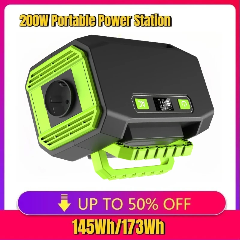 

For Camping Power LED 220V/110V Solar Generator Outdoor Emergency Mobile Power Bank 39000mAh 145Wh 200W Portable Power Station