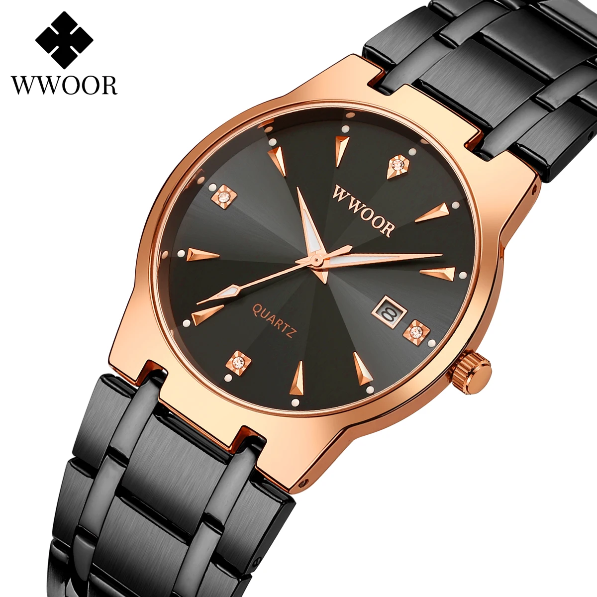 

WWOOR Men's Watches Fashion Business Luxury Stainless Steel Quartz Movement Watch For Men Date Luminous Watch Male Reloj Hombre