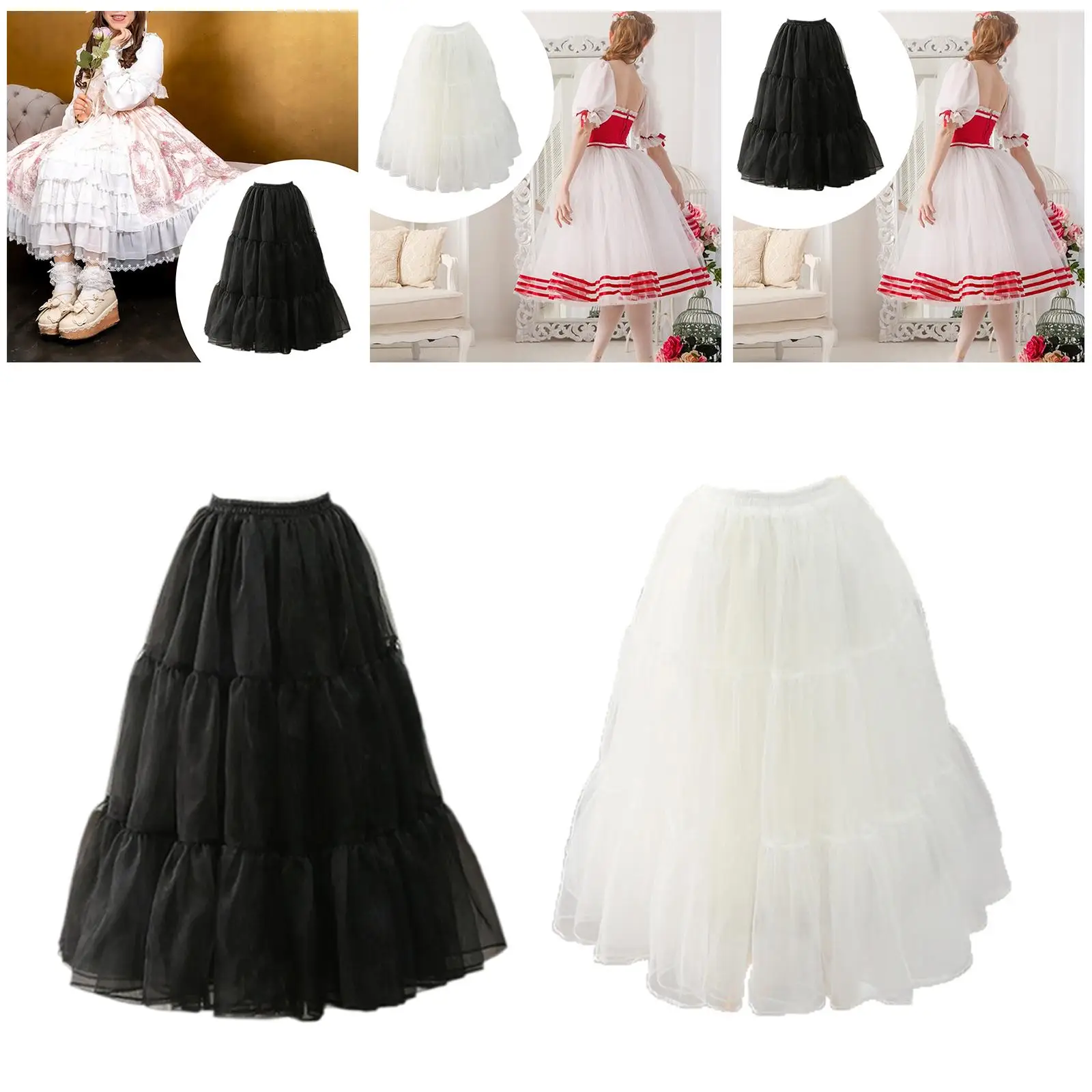 

Женская удобная стильная длинная нижняя юбка-туту из кринолина для косплея, свадебных и вечерних платьев