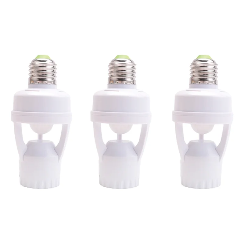 BNVN-360° IR Infrared Motion Sensor Human Detection E27 Plug Lamp Base, 3PCS AC 110-220V For LED Lighting