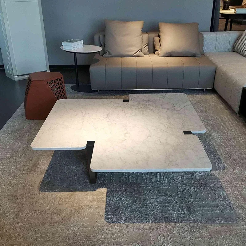 

Living Room Home Small Apartment Modern Nordic Stone Plate Stainless Steel Coffee Table