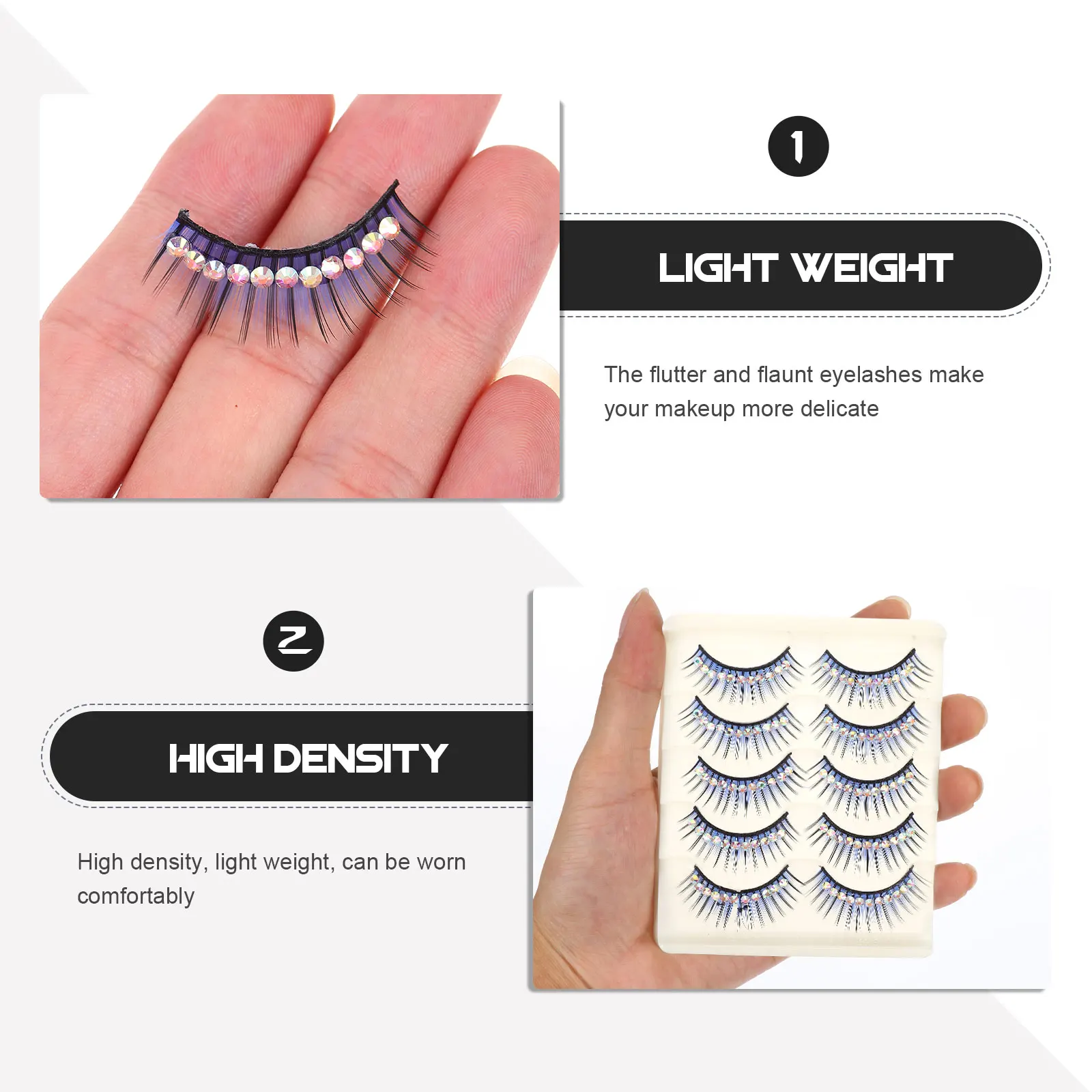 

5 Pairs False Eyelashes Extensions Glitter Bling Colorful Costume Fake Dancing High Density Lightweight Cosplay Halloween