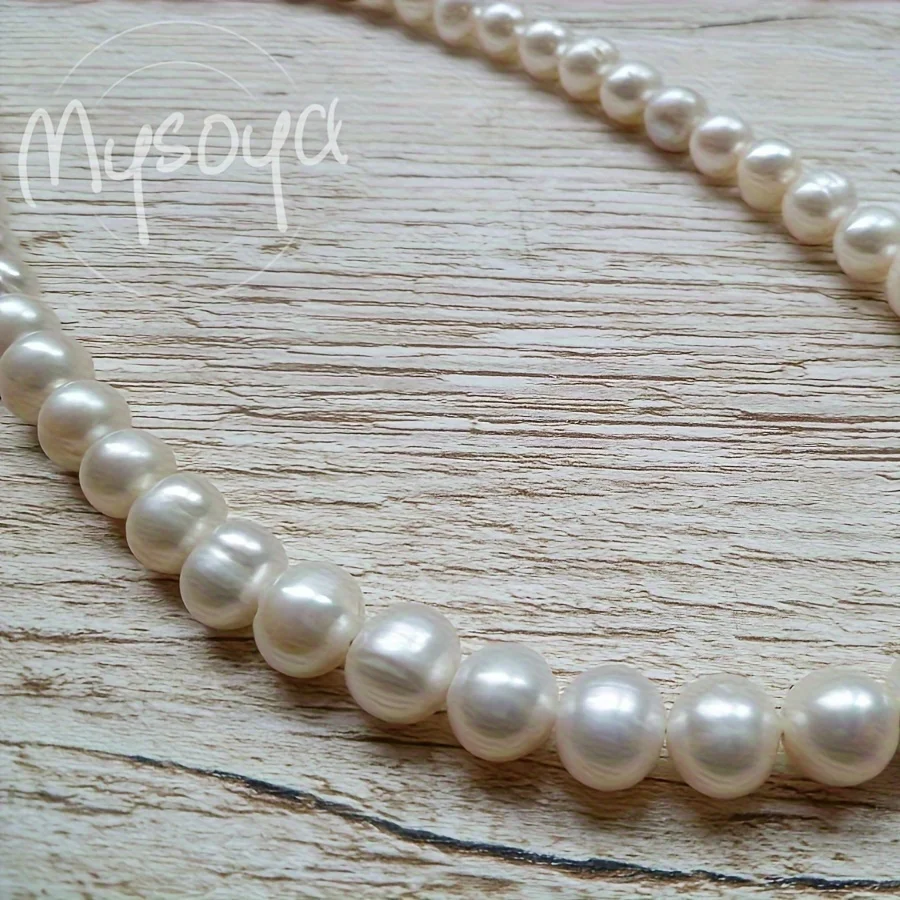 MYSOYA 7-8mm Collana di perle d'acqua dolce bianche Gioielli unisex con confezione regalo Regalo perfetto per matrimonio Compleanno Natale Capodanno