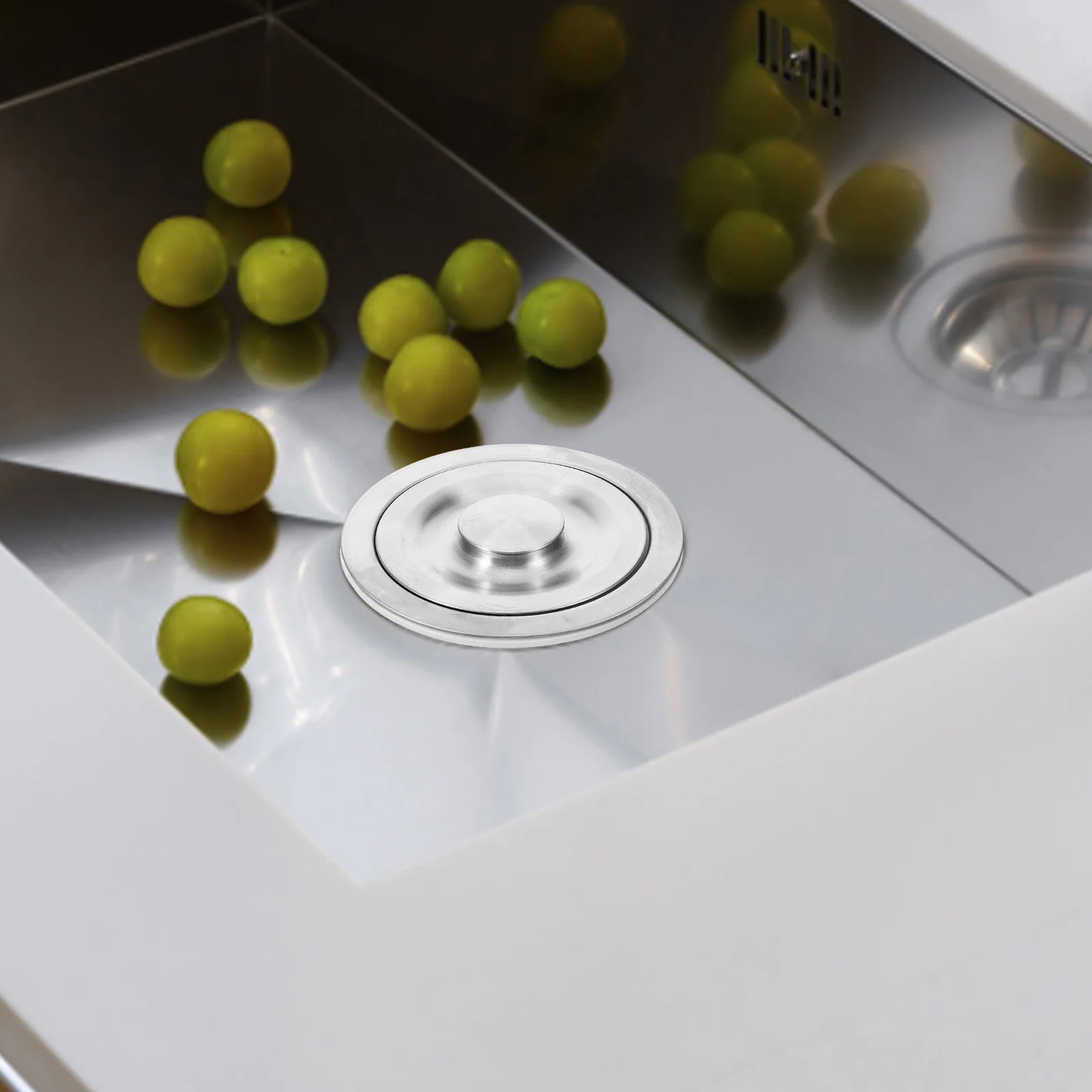 

Modern Round Kitchen Sink Drain Removable Deep Waste Basket Strainer Assembly Sealing Lid Food Debris Trap Durable