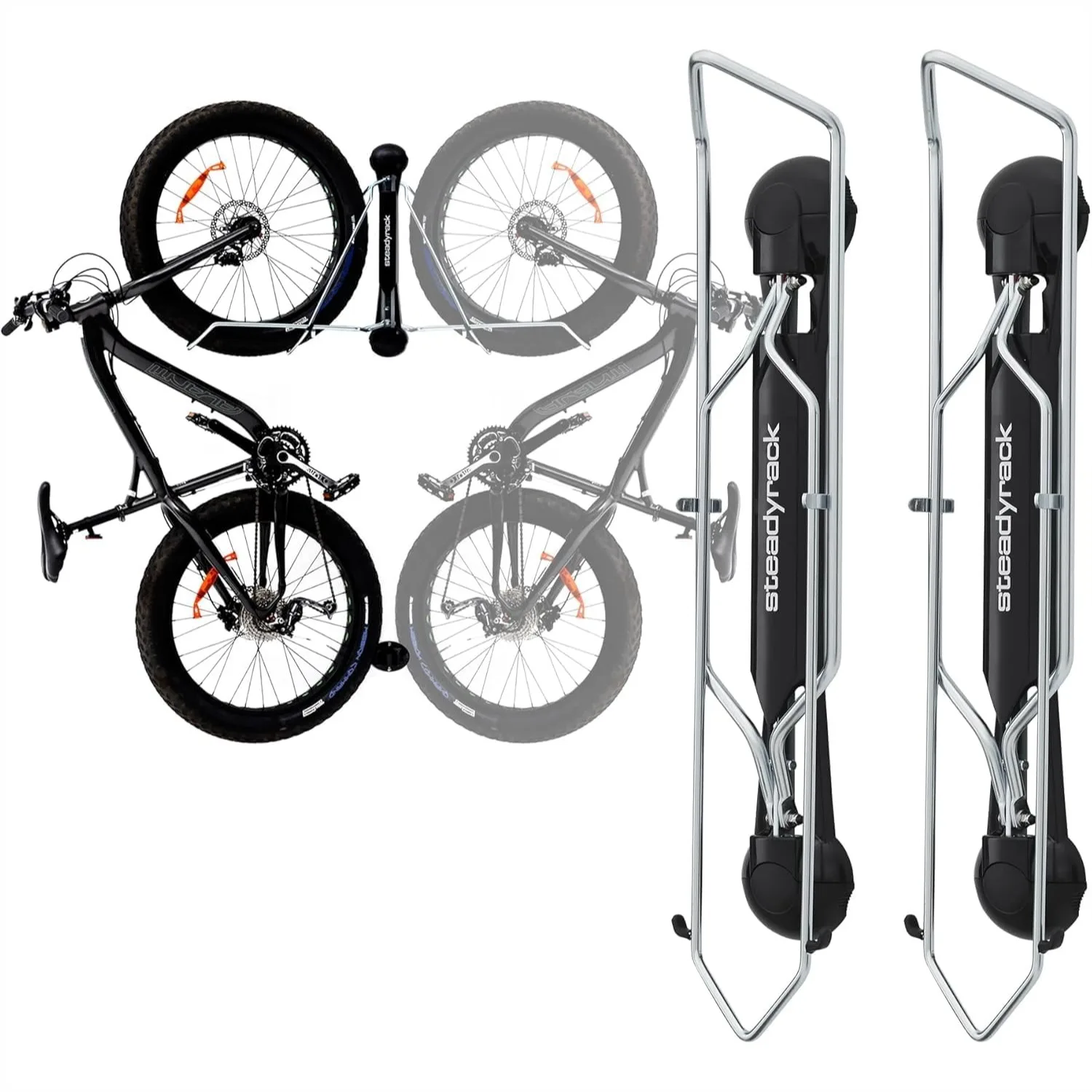 Fat Tire Bike Rack – Vertical Wall Mount Storage for Fat Bikes with 2.8"–4.5" Tires, Space-Saving Pivot Design