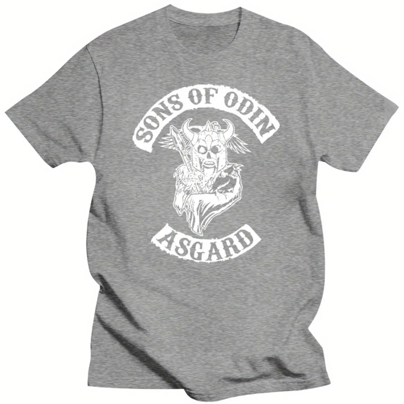 Men Cotton T-Shirt Sons of Odin Asgard Chapter Graphic Tee with Norse Mythology Bull Design Breathable Short Sleeve Men Clothing