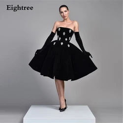 Eightree Black Short Prom Dresses Nelour Strapless Keen Length Crystal Modern Lace Up Party Grown Robe De Soirée 2023