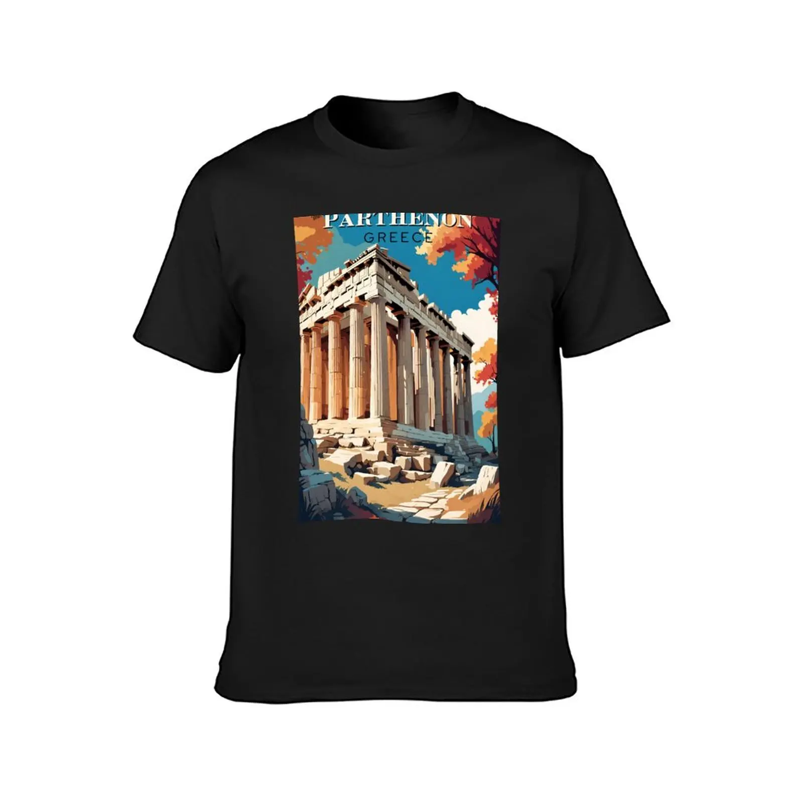 The Parthenon In Athens Modern Travel Advert T-Shirt summer clothes funnys customs design your own mens t shirt graphic