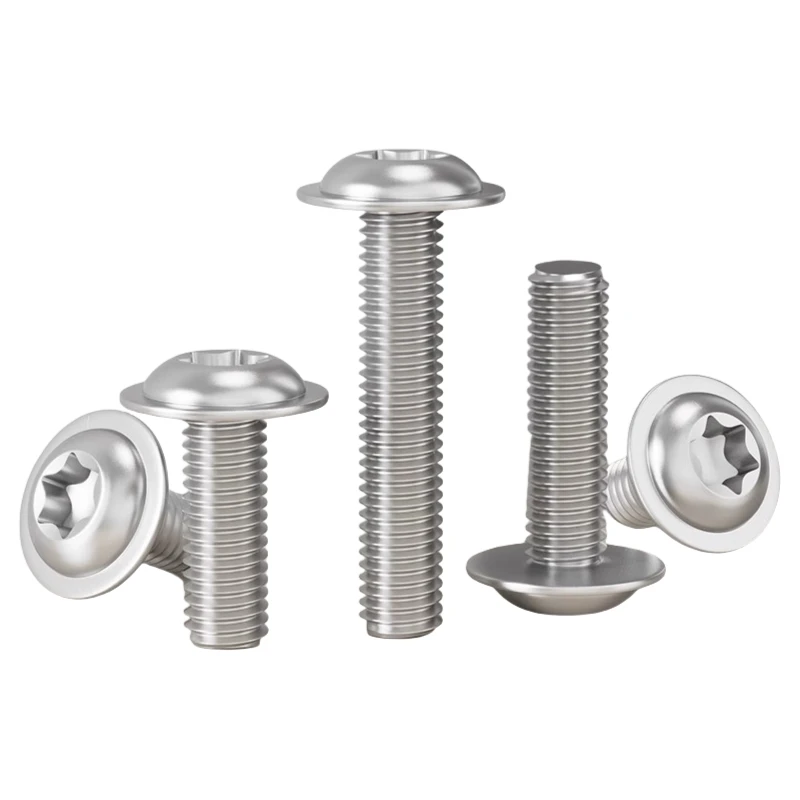 10-5Pcs M5/M6 304 Stainless Steel Torx Screws Kit T25/T30  Lobe  Anti-Loose Washer Collar