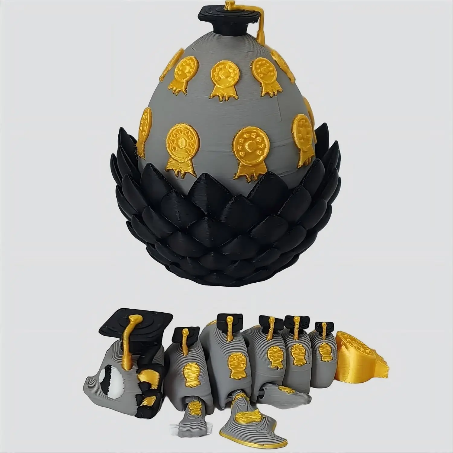 3D Printed Dragon Egg Flexible Ball Dragon Toy Graduation Gift Soccer Rugby Sports Model Desk Ornament Gift for Kids Adults