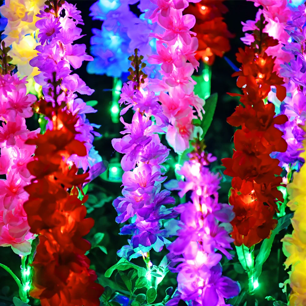 Imagem -04 - Violetas-luz Solar Led Flor Lâmpadas de Jardim Relvado ao ar Livre Remendo Vegetal Pátio Quintal Decoração da Casa Conjunto de 2