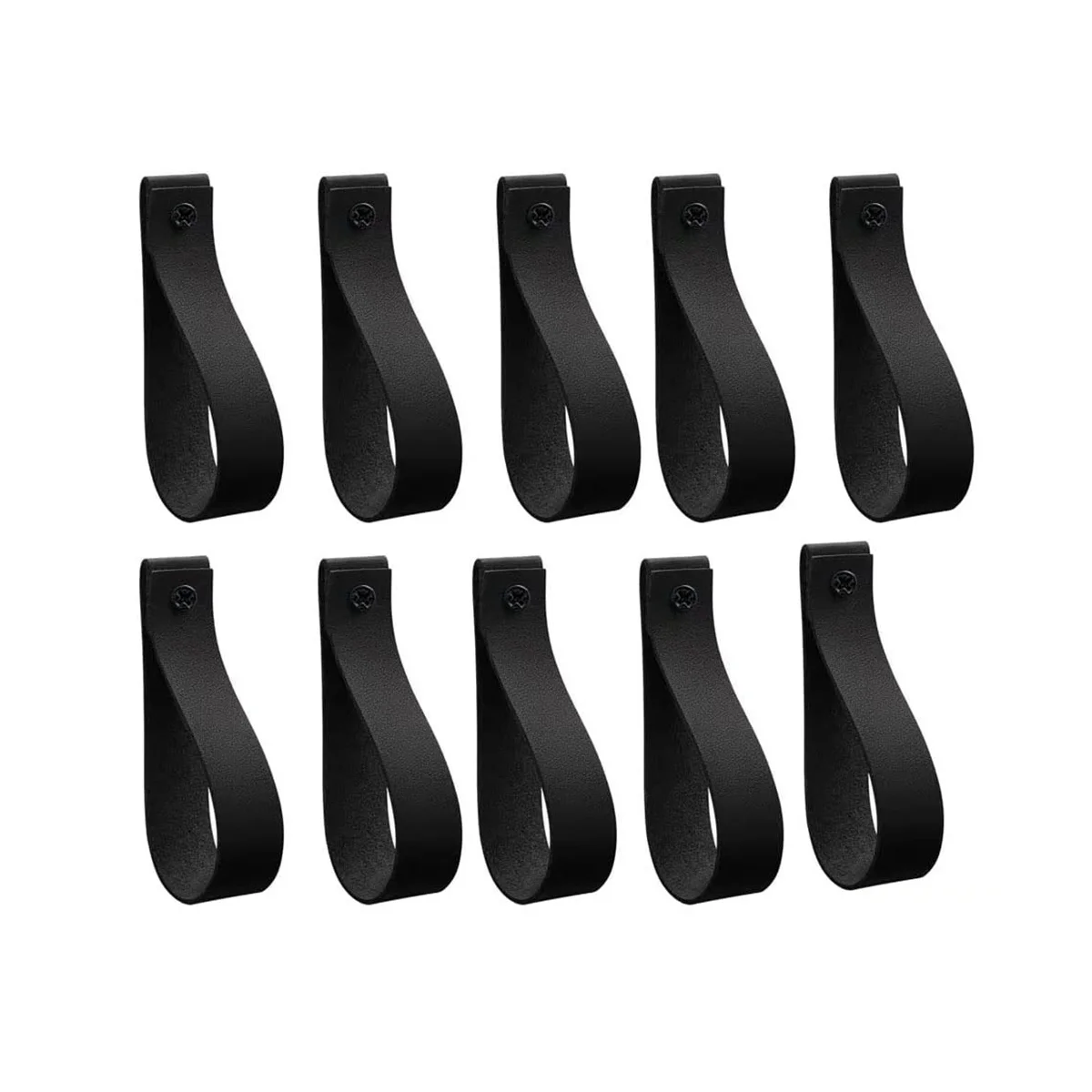 10Pcs Wall Hooks,PU Leather Curtain Rod Holder, Leather Hanging Bracket DIY Hook Wall Boho Black