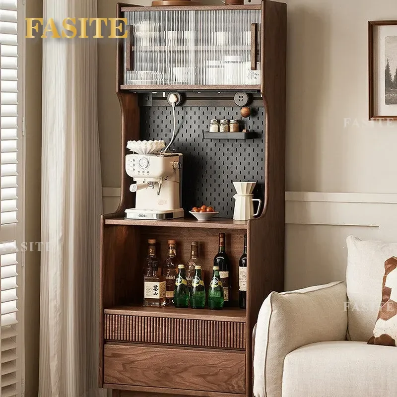 for North American Black Walnut Narrow Side Cabinet Wine Storage Integrated Tall Unit Small Household Locker