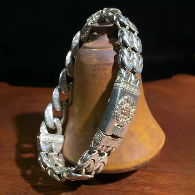Antique Tibetan , men's six-character proverbs open bracelet, women's natal year domineering gift bracelet, bracelet.