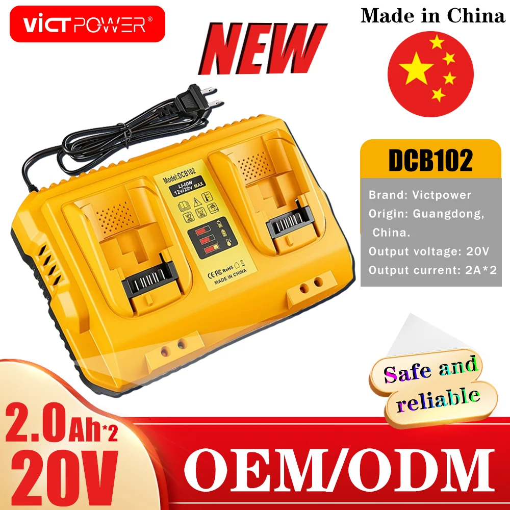 

10PCS DCB102 DCB118 Li-ion Battery Double Charging Dual USB Ports Charger For DeWalt 12V 14.4V 18V 20V 6A DCB101 DCB200 DCB201