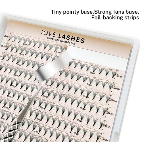 Imagen 2 del producto 360/640 ventiladores de volumen prefabricados 16 filas Cils ramo Prefaits Promade Lash Fans Base puntiaguda fina extensiones de pestañas prefabricadas 3D-20D