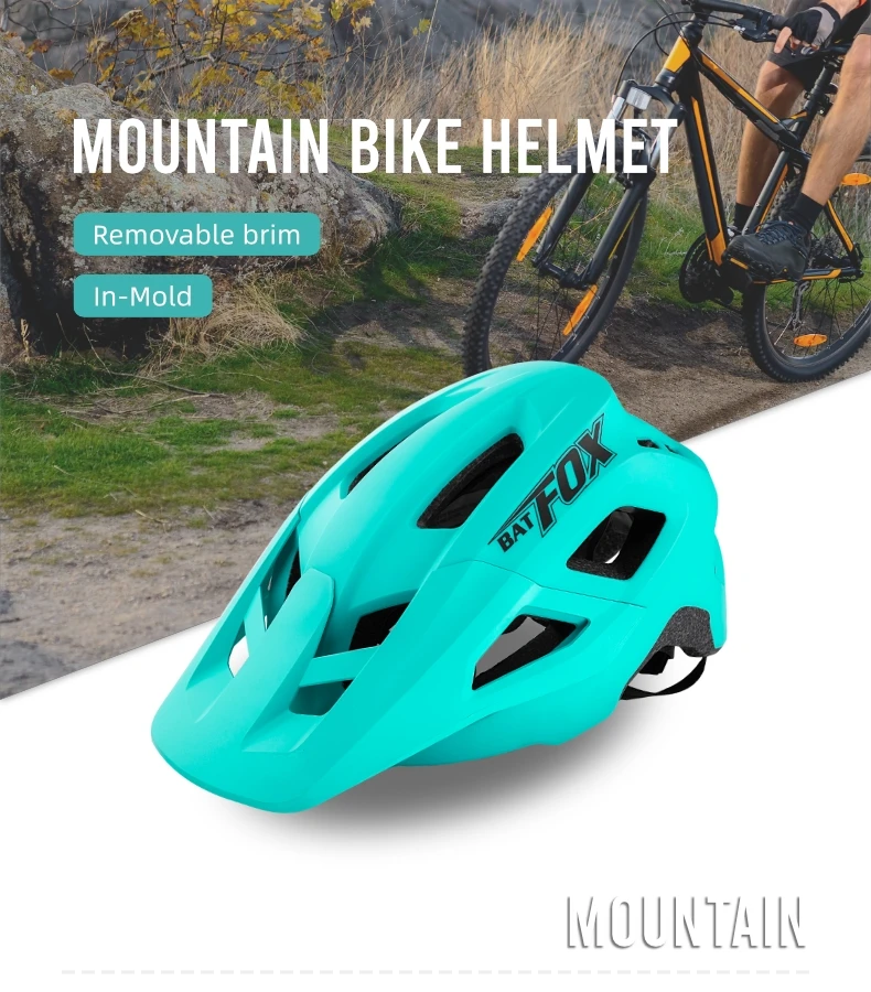 BATFOX Fahrradhelm Herren Damen Schlagfestigkeit Lüften Off-Road Mountainbike Helm Abnehmbare Polsterung Fahrrad Sicherheitsausrüstung – Detail 4