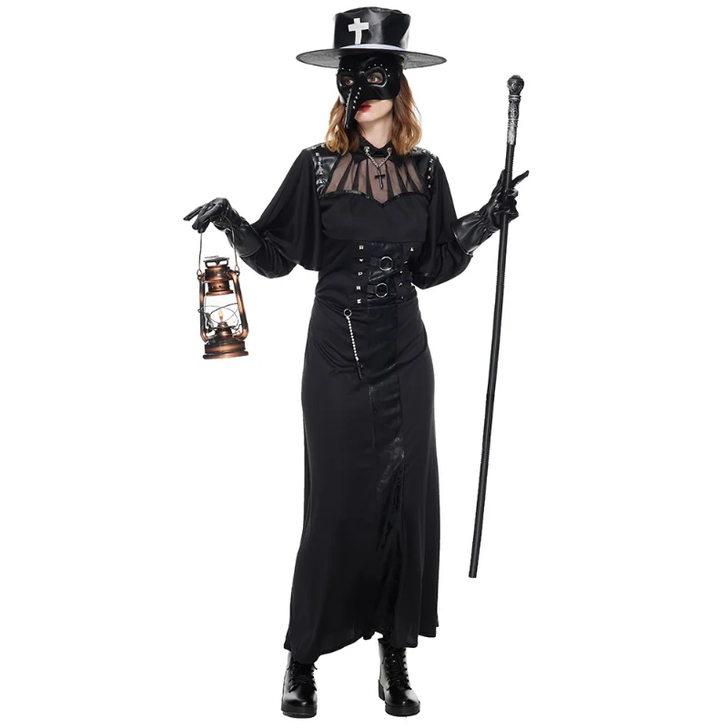 Costume da medico della peste delle donne Halloween Steampunk medievale uccello becco Cosplay abiti carnevale pasqua Purim Fancy Dress