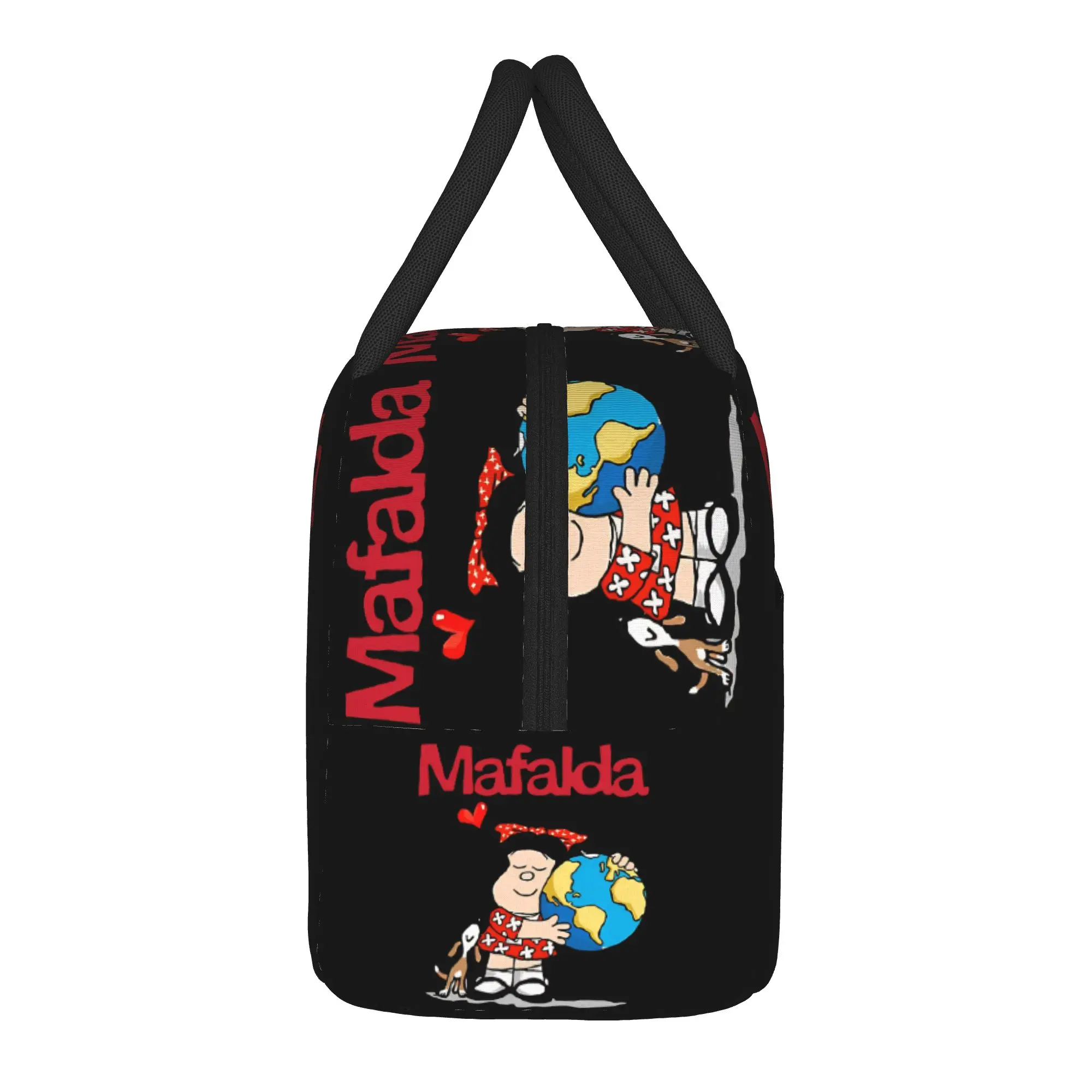 Mafalda Earth Lunch Bag For Women  Custom Lunch Box Retro School Cooler Bag Portable Oxford Thermal Tote Handbags