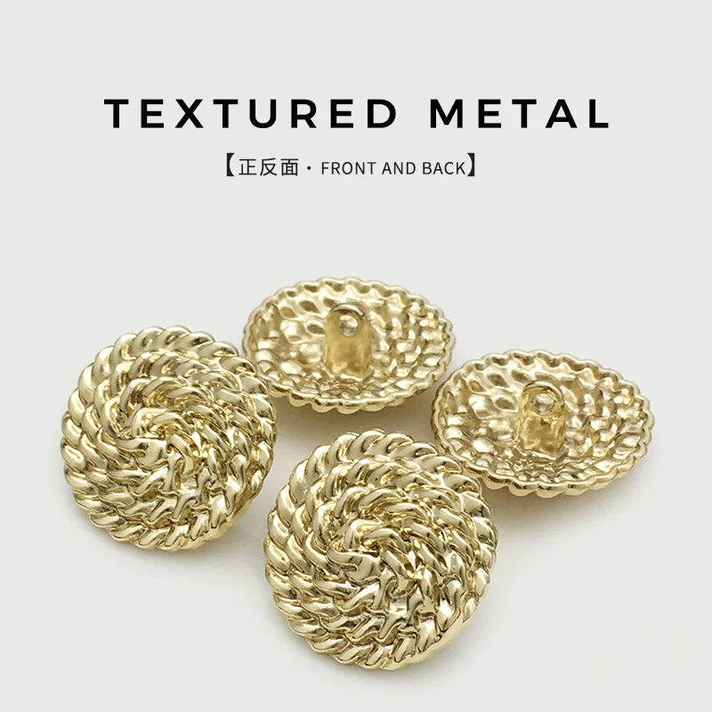 12Pcs/lot Golden textured circular concave convex wavy edge metal button suit jacket coat windbreaker decorative button N570