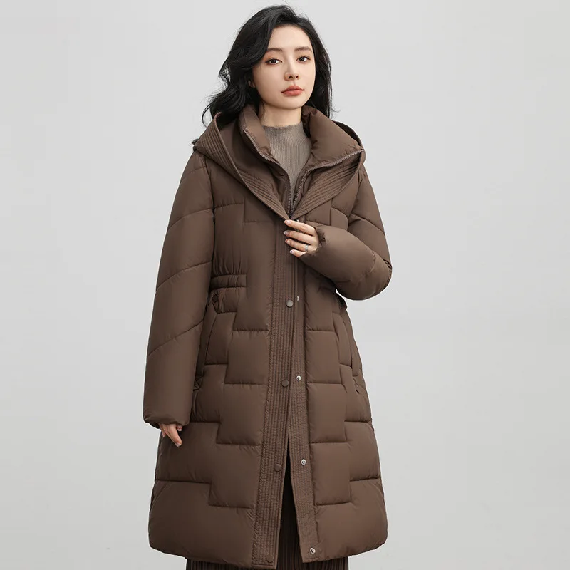 2023 neue Taille-cinching Mid-länge Verdicken Weibliche Baumwolle Gefütterte Parkas Frauen Winter Mantel Jacke Warme Unten Baumwolle parkasOvercoat
