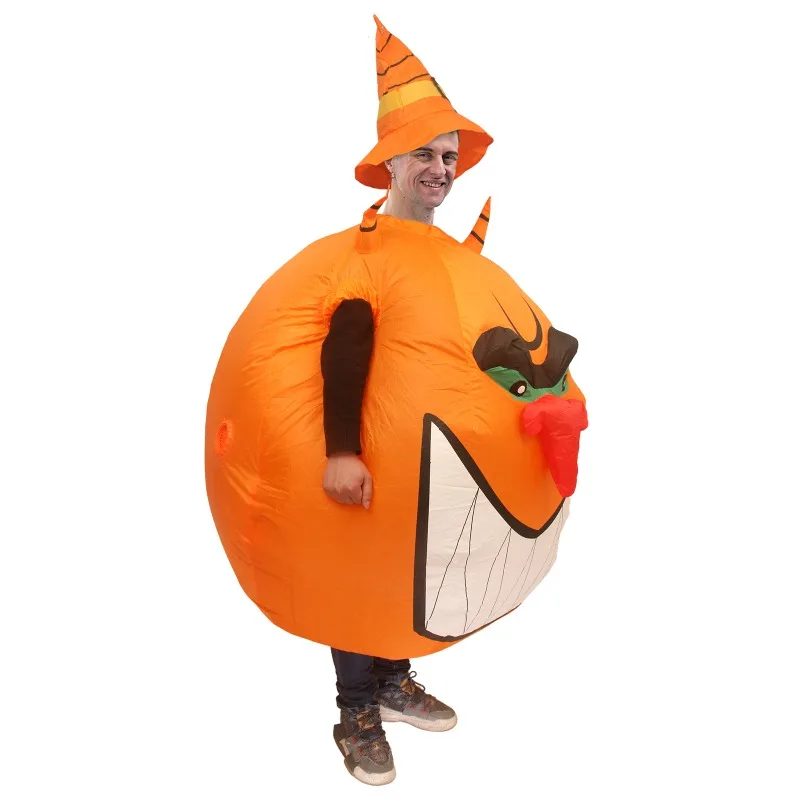 Disfraz de Halloween de calabaza naranja para hombre y mujer, traje inflable para fiesta de carnaval, ropa de actuación, trajes de Mascota para adultos
