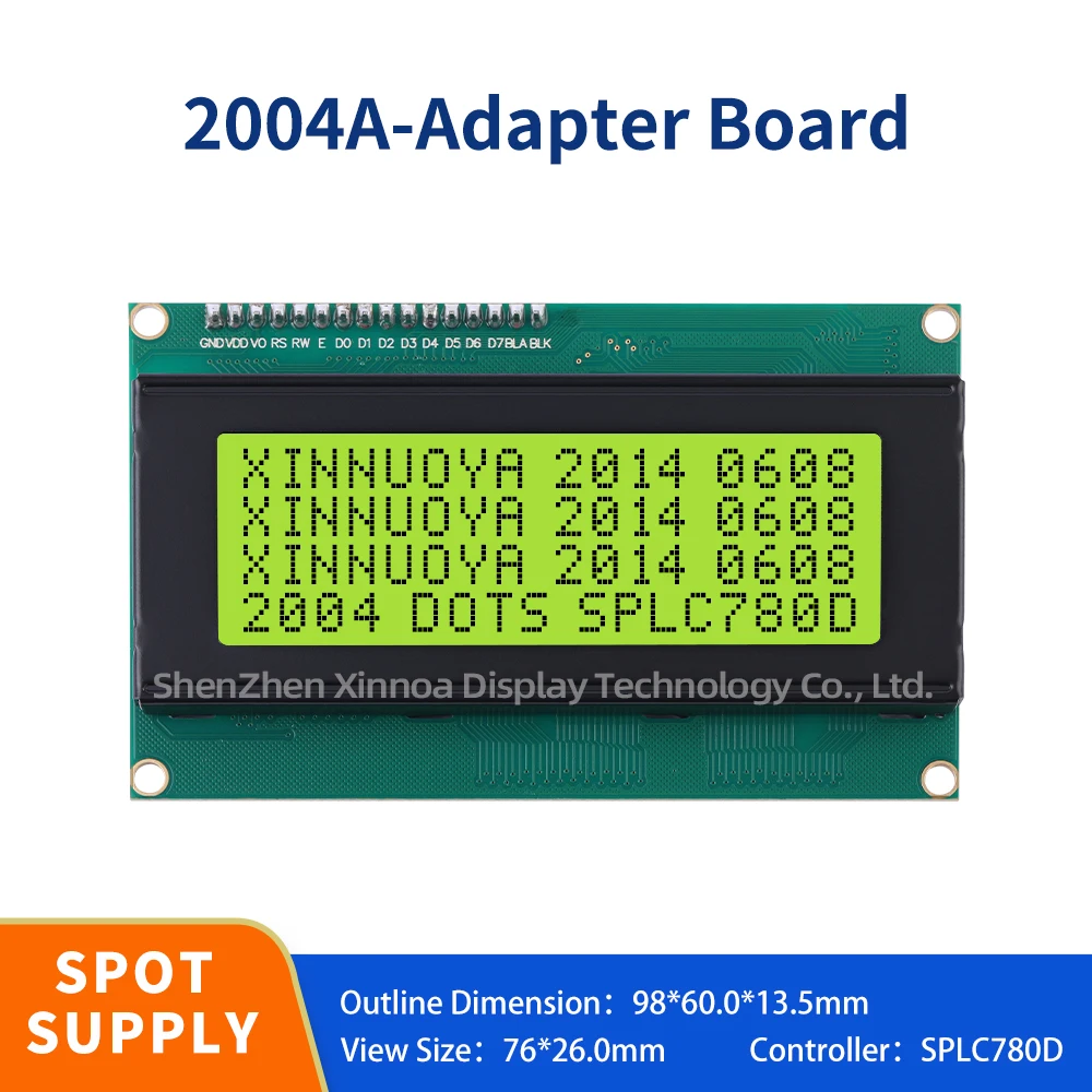 Factory supplied 2004A IIC adapter board with yellow green film English LCD display screen PCF8574T PCF8574 I1C12C interface 5V