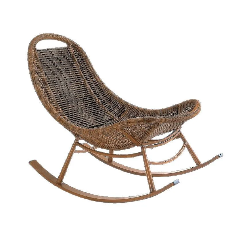 Balcony Leisure Rattan Chair Patio Lazy Rocking Chair Home Outdoor Lying Rattan Lying Chair